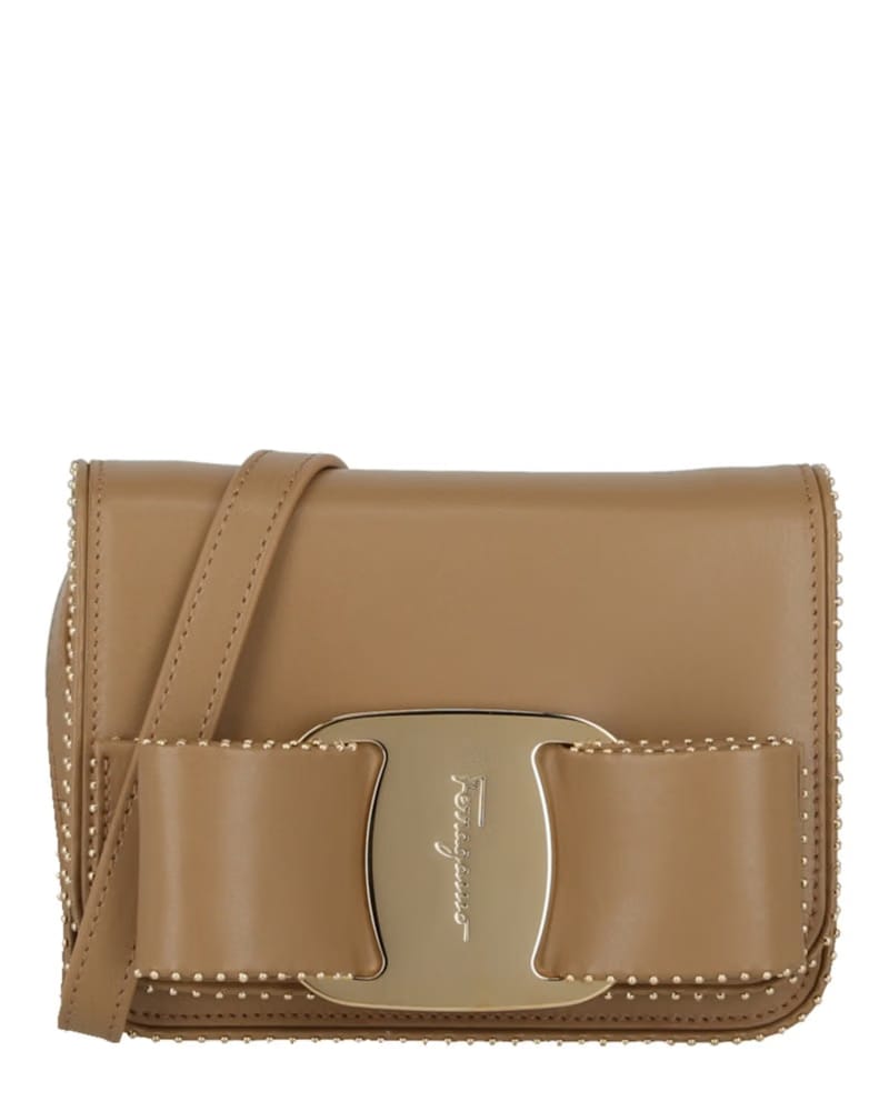 Ferragamo Mini Vara Bow Crossbody Camel