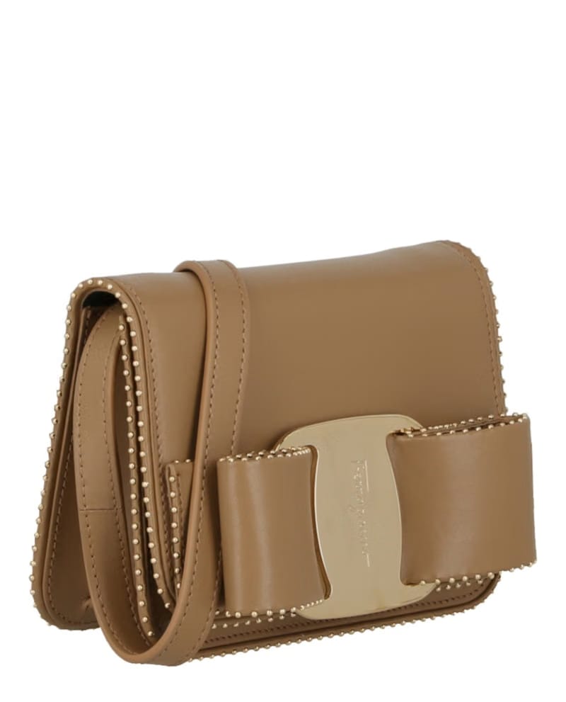 Ferragamo Mini Vara Bow Crossbody Camel