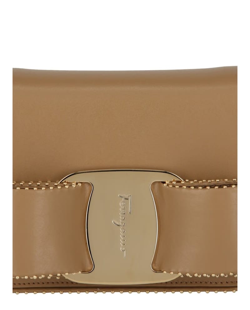 Ferragamo Mini Vara Bow Crossbody Camel