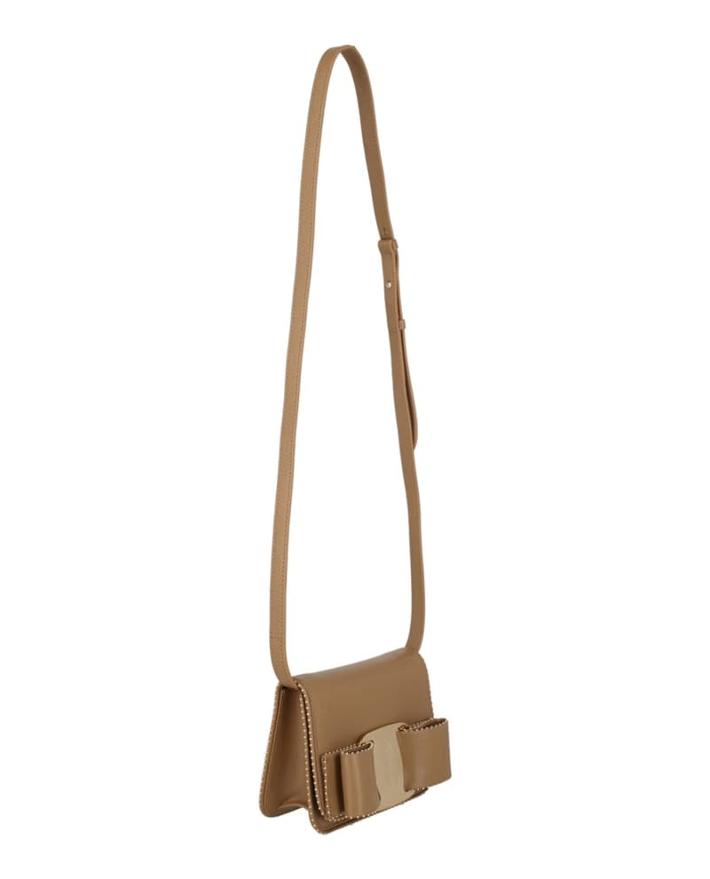 Ferragamo Mini Vara Bow Crossbody Camel