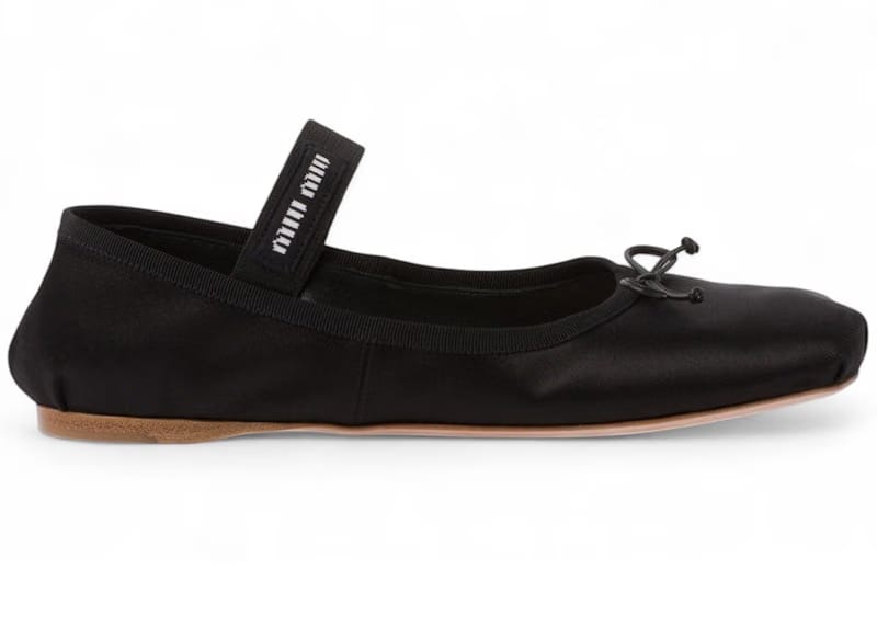 Miu Miu Satin Ballerinas Black Gum (Women's)