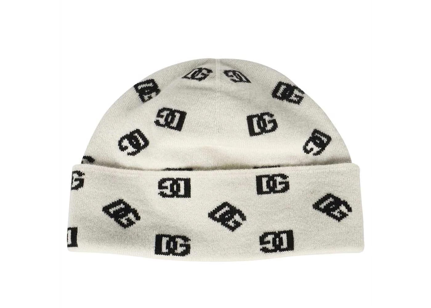 Dolce & Gabbana Logo Intarsia Beanie White/Black