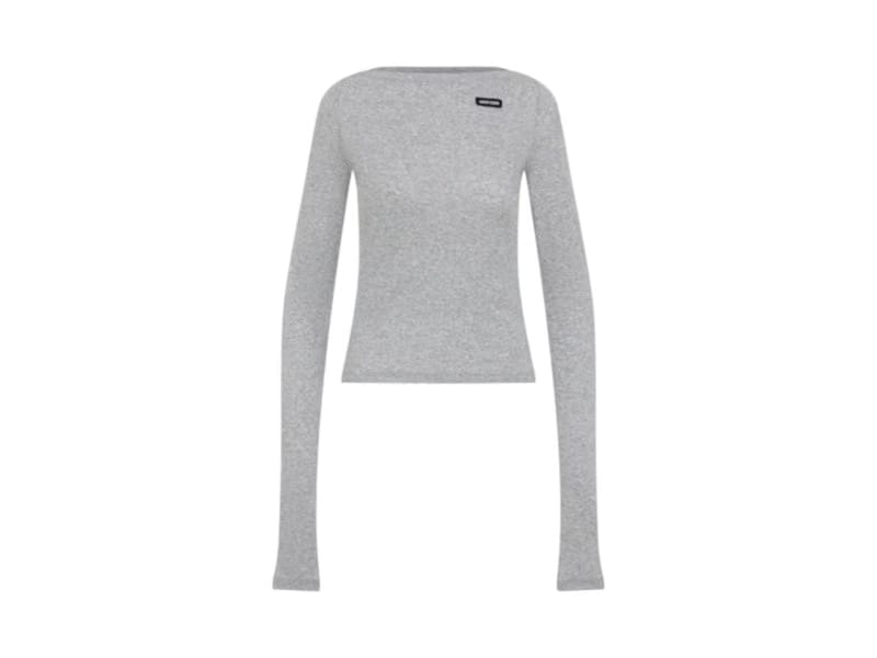 Miu Miu Ribbed Jersey Top Grey