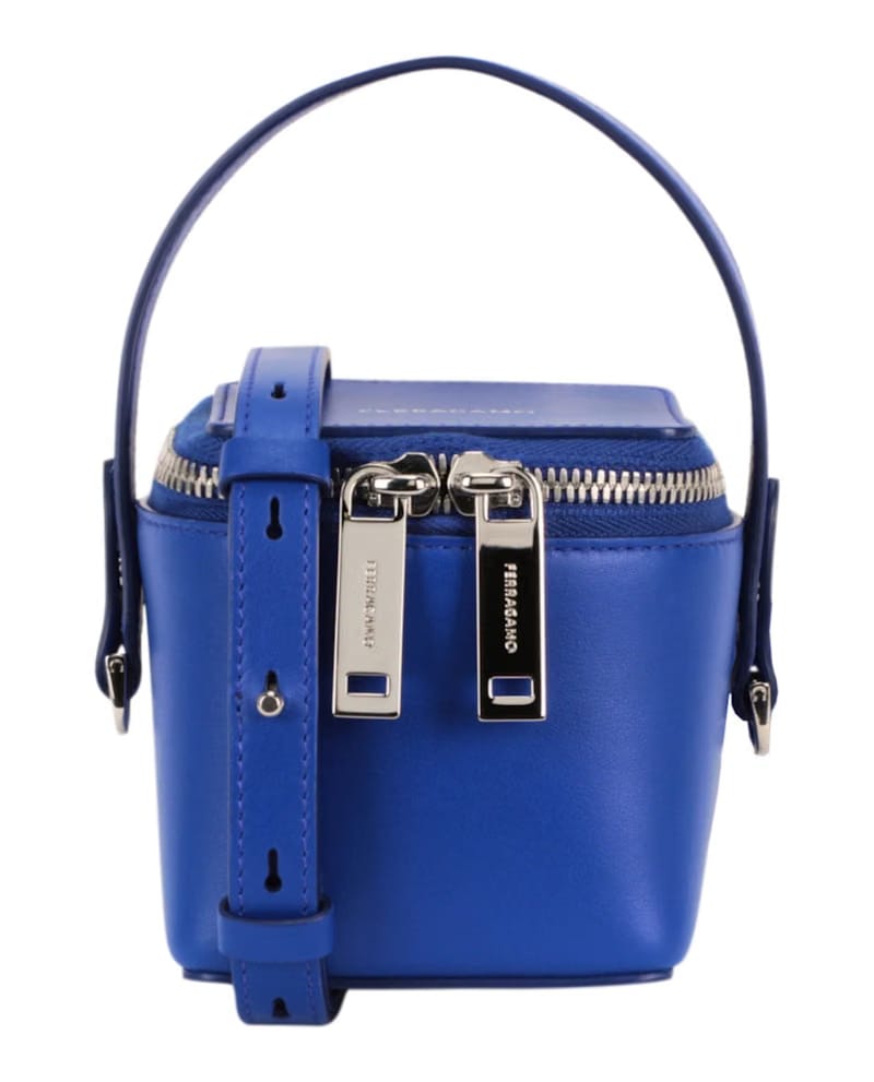 Ferragamo Micro Zip-Around Shoulder Bag Blue