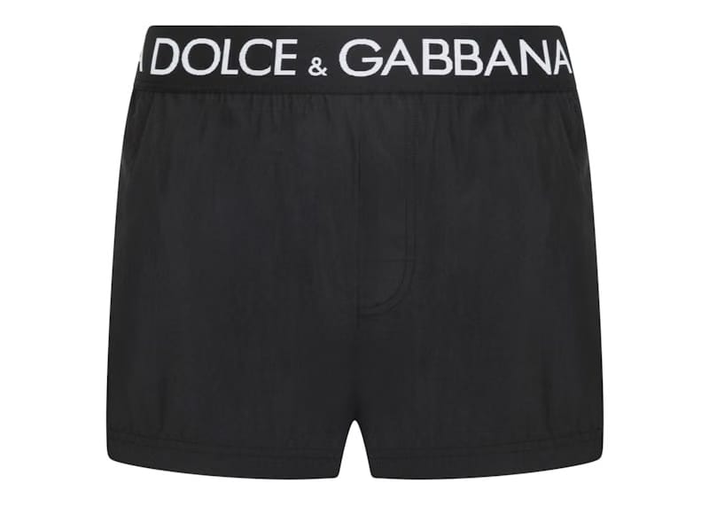 Dolce & Gabbana Logo Band Swim Shorts Black/White