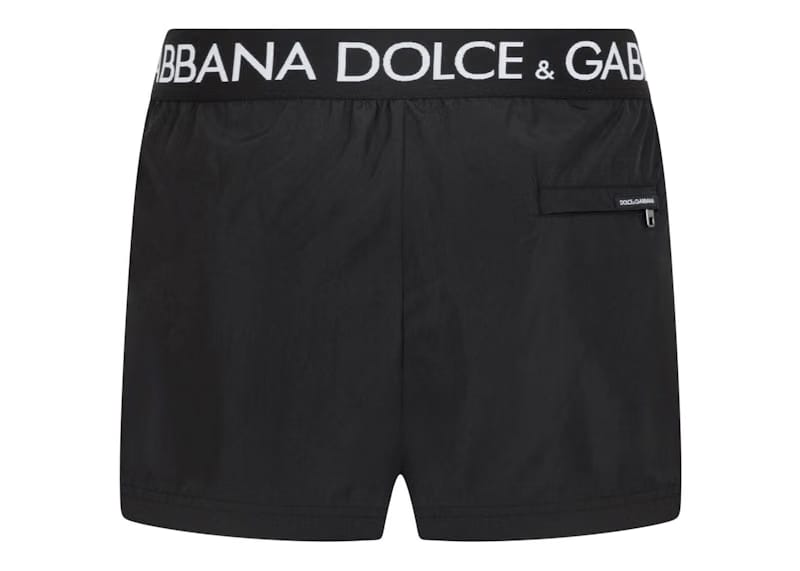 Dolce & Gabbana Logo Band Swim Shorts Black/White