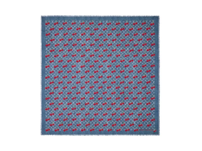 Louis Vuitton x Takashi Murakami Denim Cherry Shawl Blue Denim
