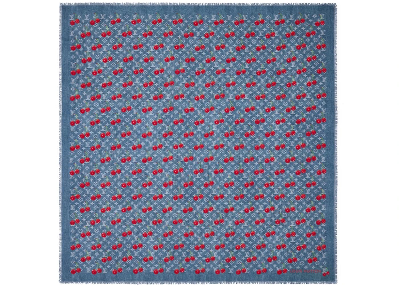 Louis Vuitton x Takashi Murakami Denim Cherry Shawl Blue Denim