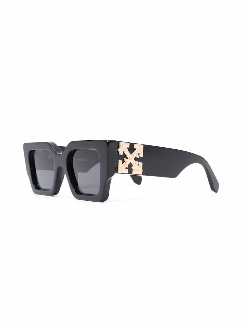 OFF-WHITE Catalina Rectangular Frame Sunglasses Black/Dark Grey/Gold (OERI003Y21PLA0011007 / OERI003C99PLA0011007)