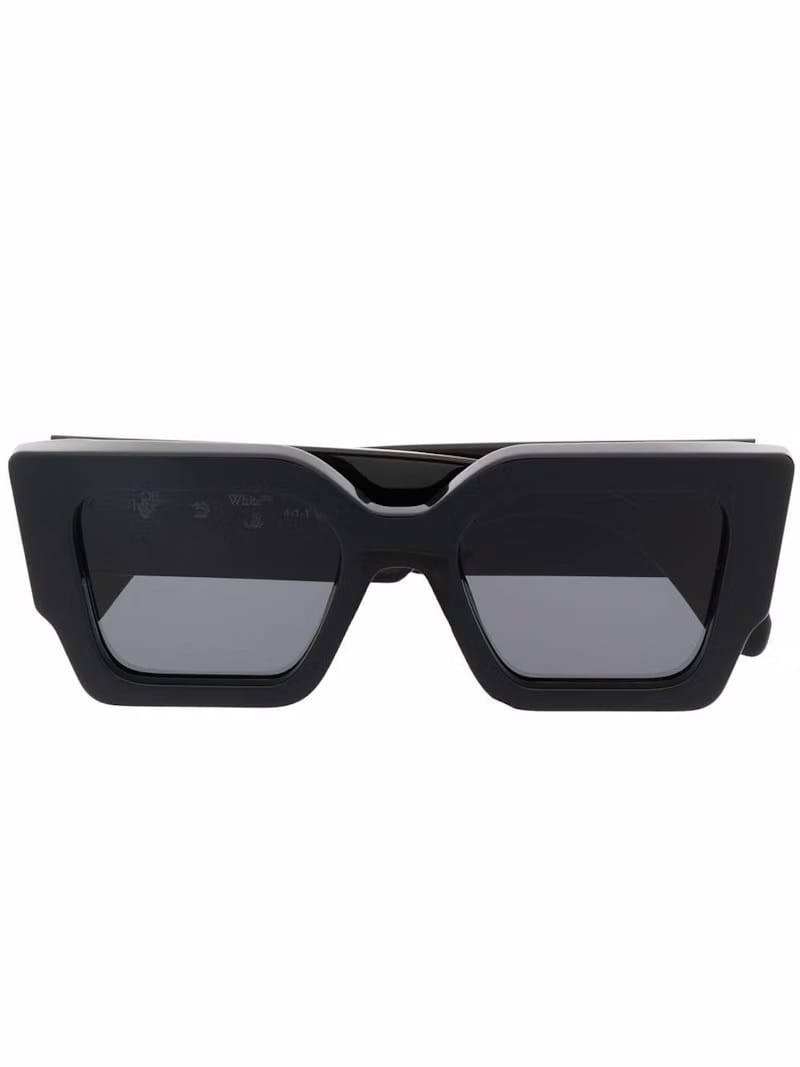 OFF-WHITE Catalina Rectangular Frame Sunglasses Black/Dark Grey/Gold (OERI003Y21PLA0011007 / OERI003C99PLA0011007)
