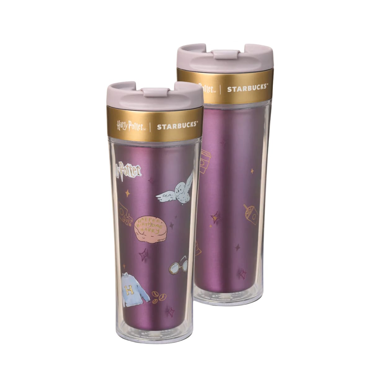 Harry Potter Starbucks DIY Purple 16oz Stainless Steel Tumbler with Stickers