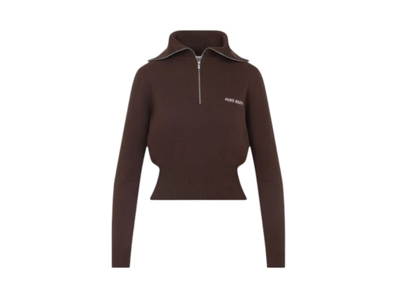 Miu Miu Cashmere Polo Cocoa Brown