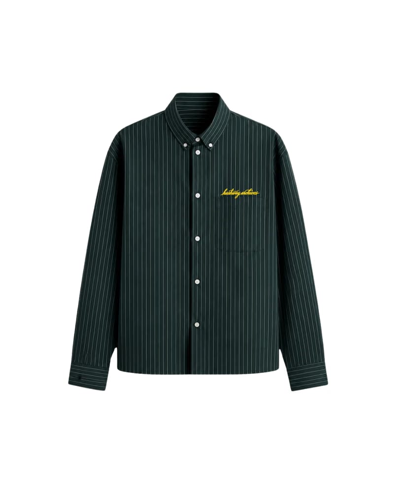 HASHWAY ARCHIVES STRIPED SHIRT- FOREST GREEN