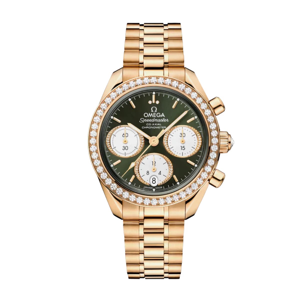 Omega Speedmaster 38 Green Dial Moonshine Gold Strap Watch - 324.55.38.50.60.001