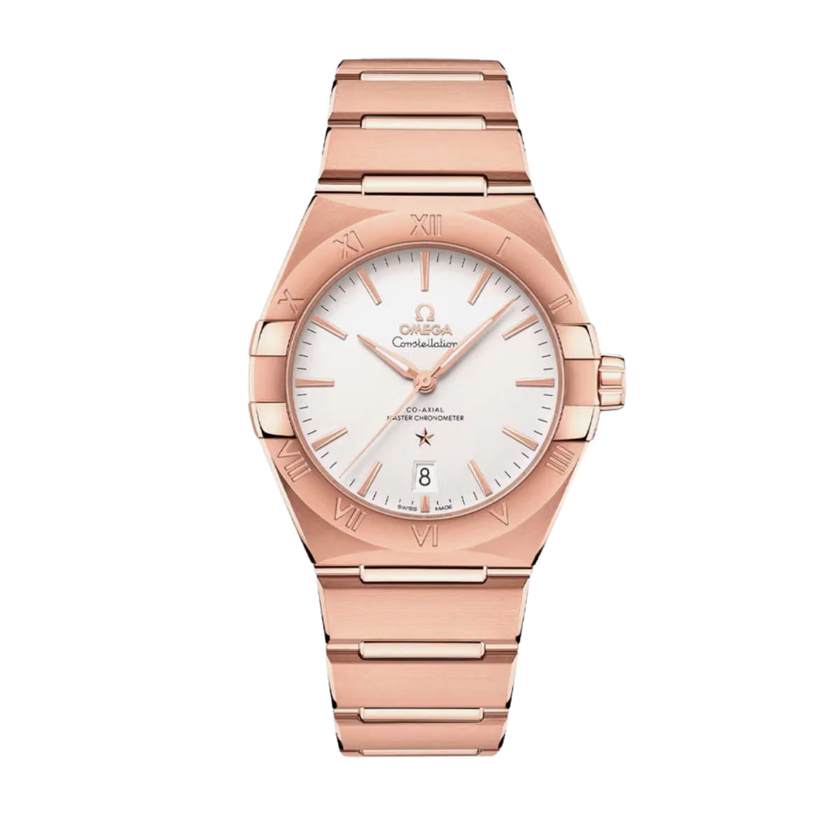 Omega Constellation 131.50.39.20.02.001 Co-Axial Master Chronometer Silver Dial Rose Gold Sedna Gold Strap Watch