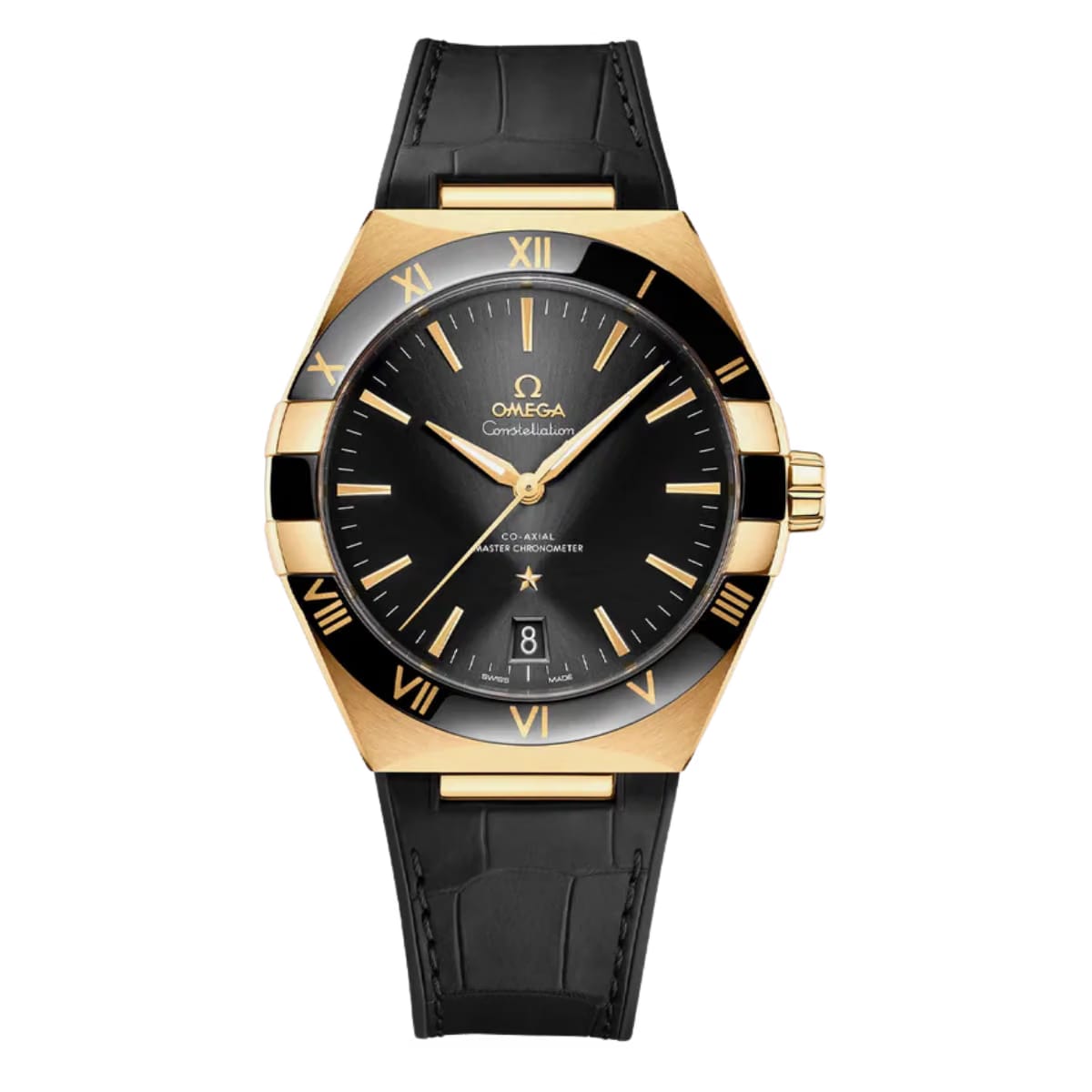 Omega Constellation 131.63.41.21.01.001 Black Dial Black Leather Rubber Strap Watch