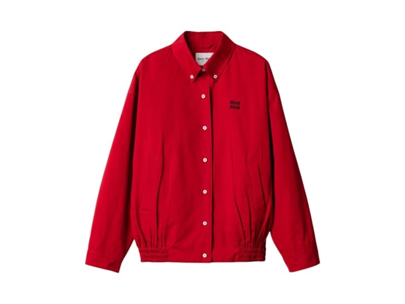 Miu Miu Heavy Poplin Blouson Jacket Scarlett