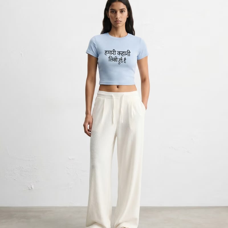 Kaand Hamari Khaani Likhi hoyi Hai baby tee(Blue)