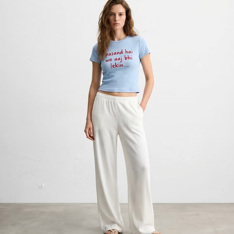 Kaand Voh Psnd Hai Aaj Bhi Lekin baby tee(Blue)