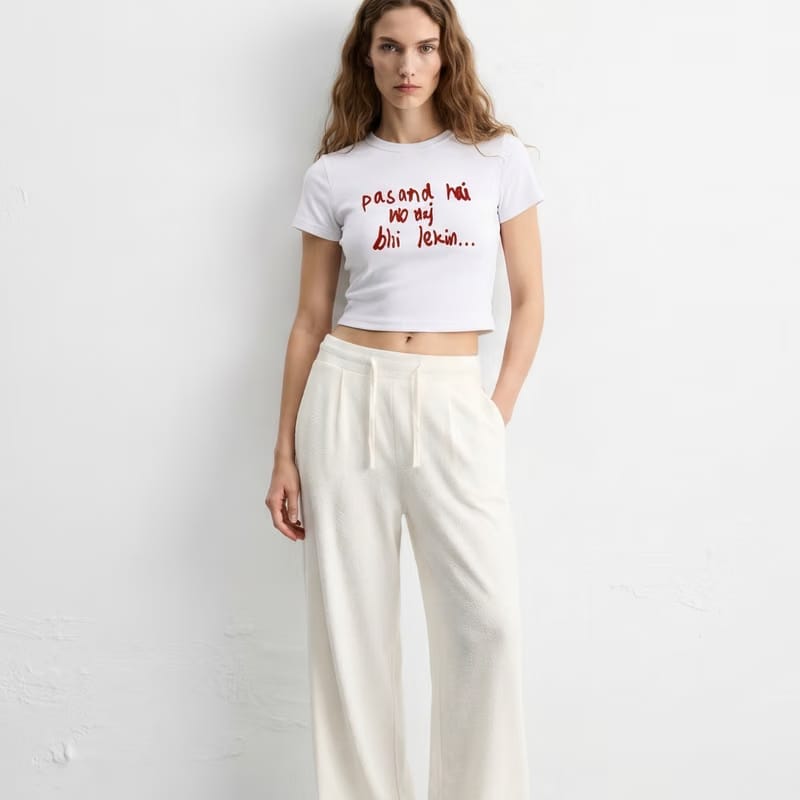 Kaand Voh Psnd Hai Aaj Bhi Lekin baby tee(White)