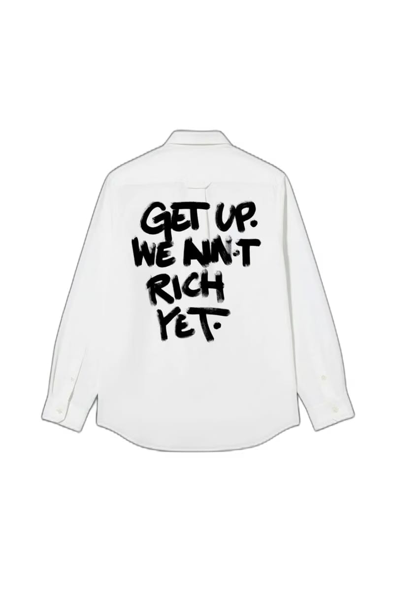 Smiling Cat-Get Up We Ain_t Rich Yet Shirt