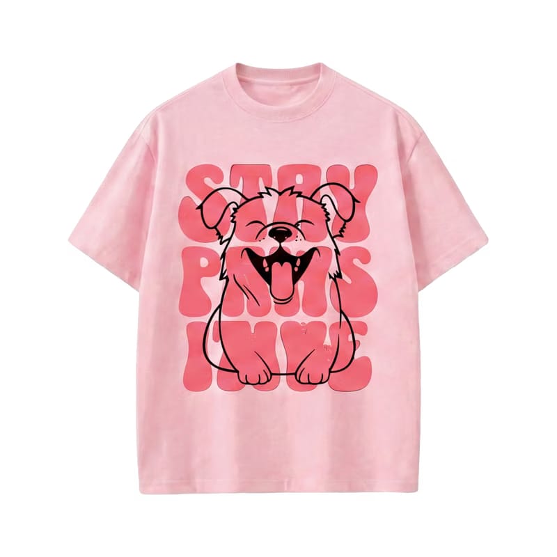 STAY PAWSITIVE OFF SUPPLY PINK T-SHIRT
