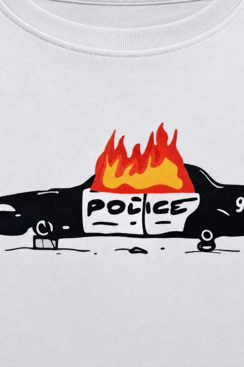 Forfksake Police Car On Fire Baby T-Shirt