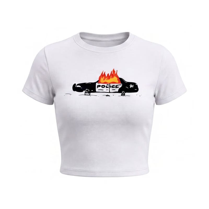 Forfksake Police Car On Fire Baby T-Shirt