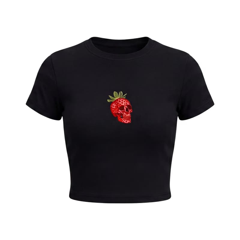 Forfksake Strawberry Skull Baby Tee