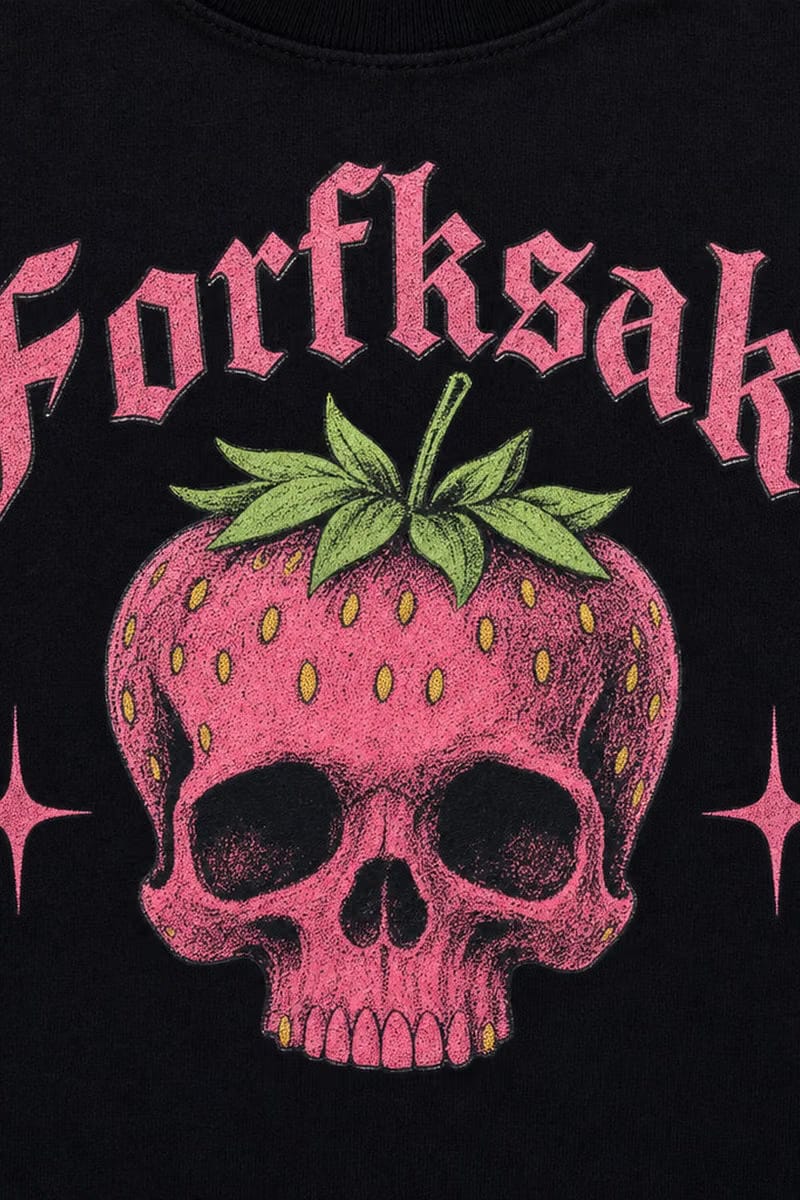 Forfksake Strawberry Skull Baby Tee