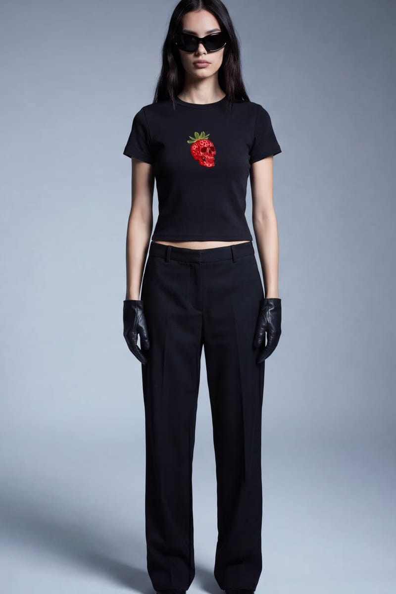 Forfksake Strawberry Skull Baby Tee