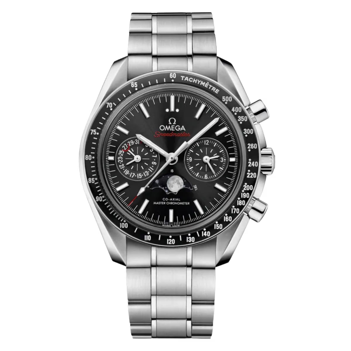 Omega Speedmaster Moonphase Black Dial Steel Strap Watch - 304.30.44.52.01.001