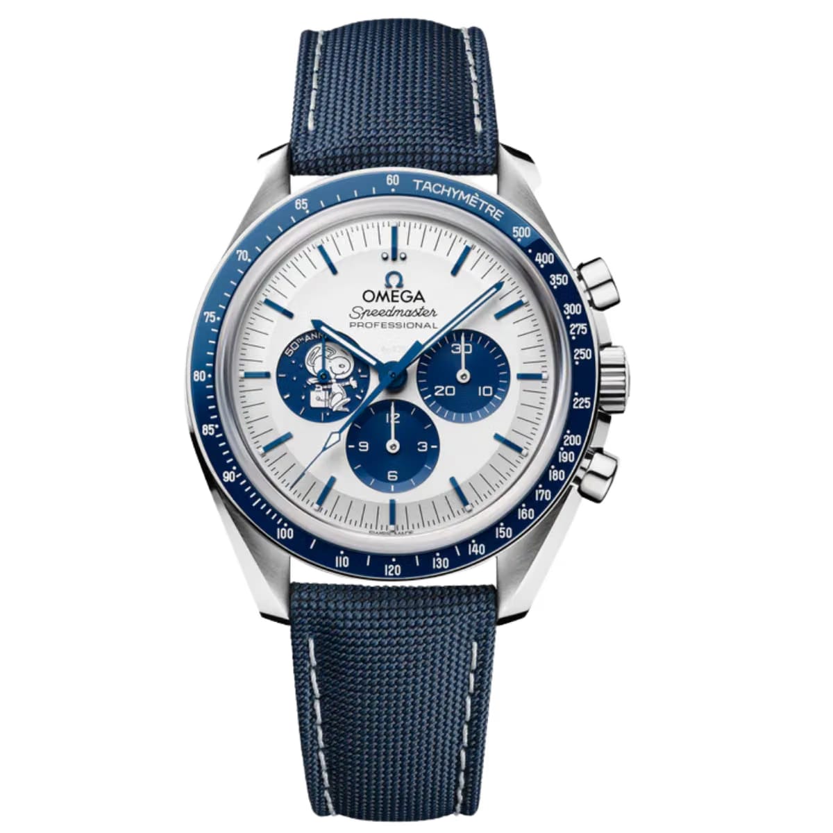 Omega Speedmaster Anniversary Series Silver Dial Blue Coated Nylon Fabric Strap Watch - 310.32.42.50.02.001
