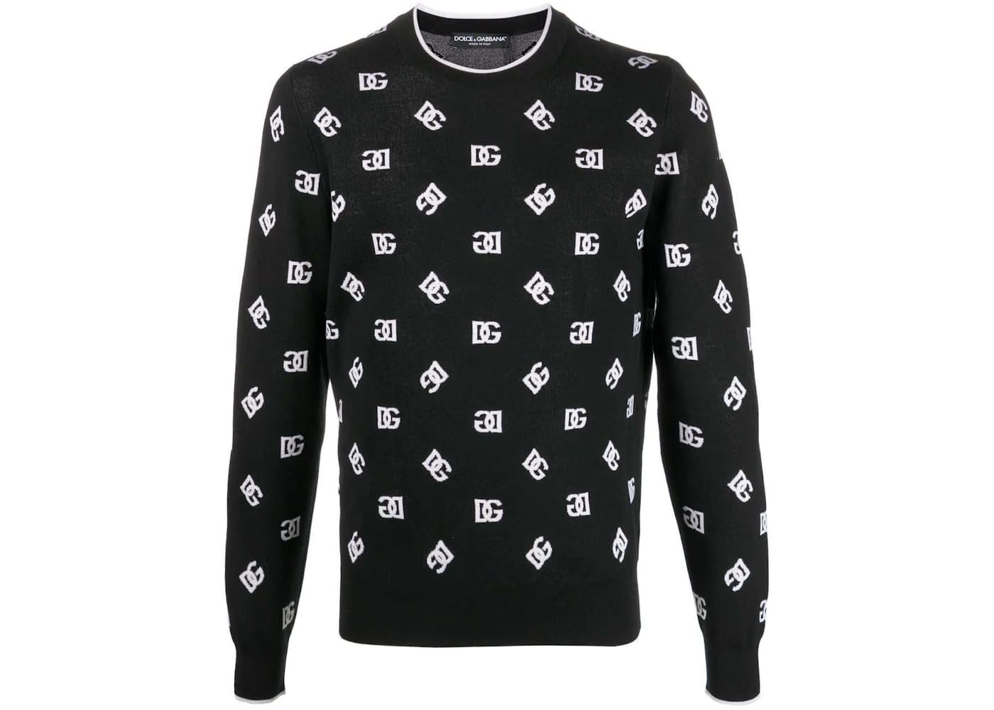 Dolce & Gabbana Logo-Print Fine-Knit Jumper Black/White