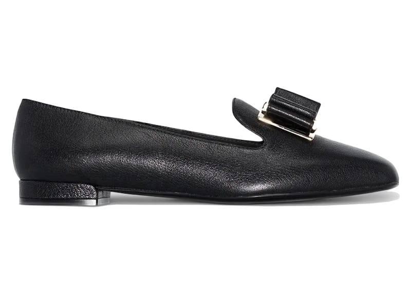 Ferragamo Zaneta Double-Bow Moccasins Black (Women's)
