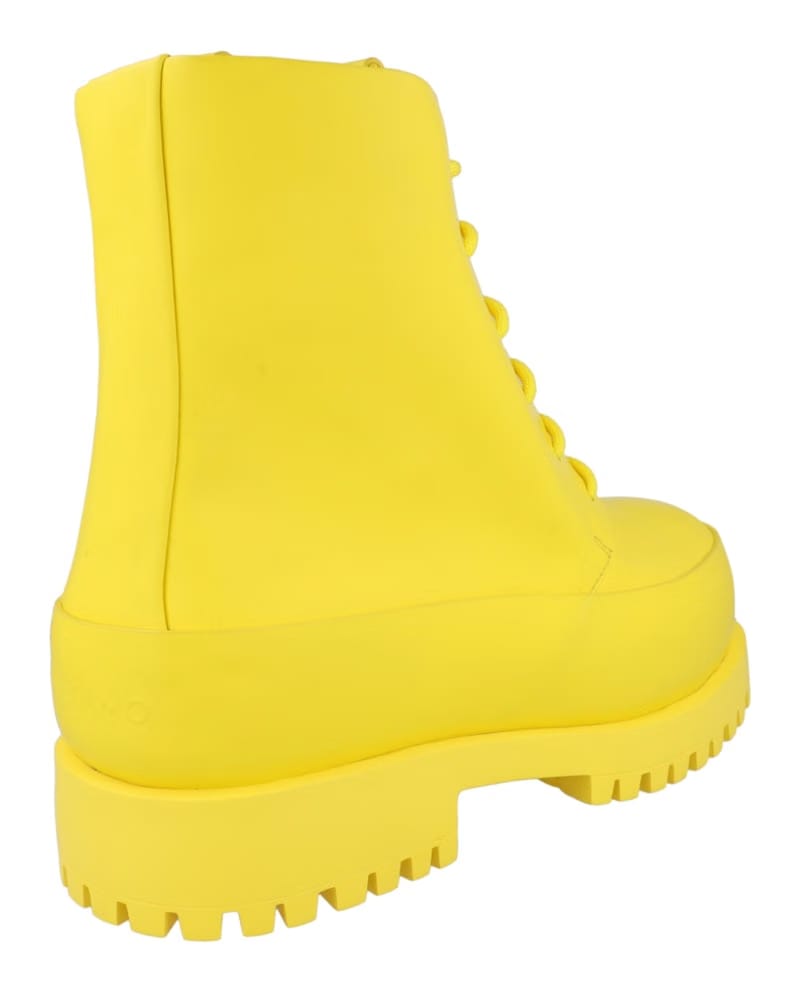 Ferragamo Fede Leather Combat Boots Yellow