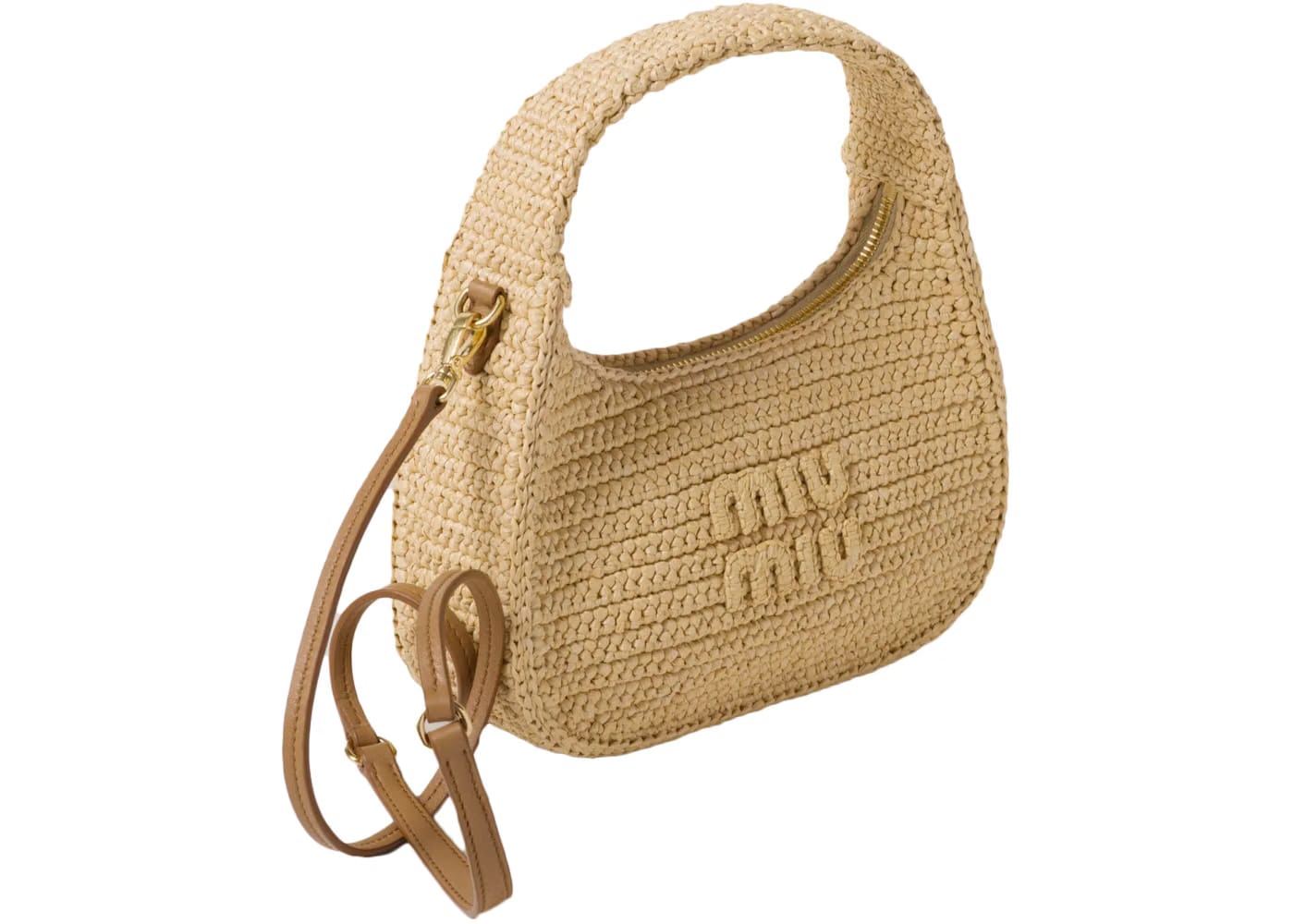 Miu Miu Wander Crochet Handbag Natural