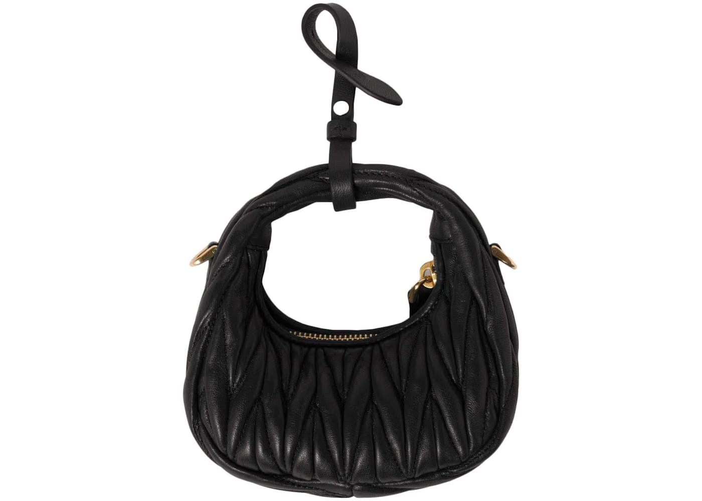 Miu Miu Wander Matelasse Nappa Leather Mini Hobo Black