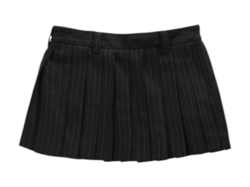 Miu Miu Pleated Pinstripe Mini Skirt Black