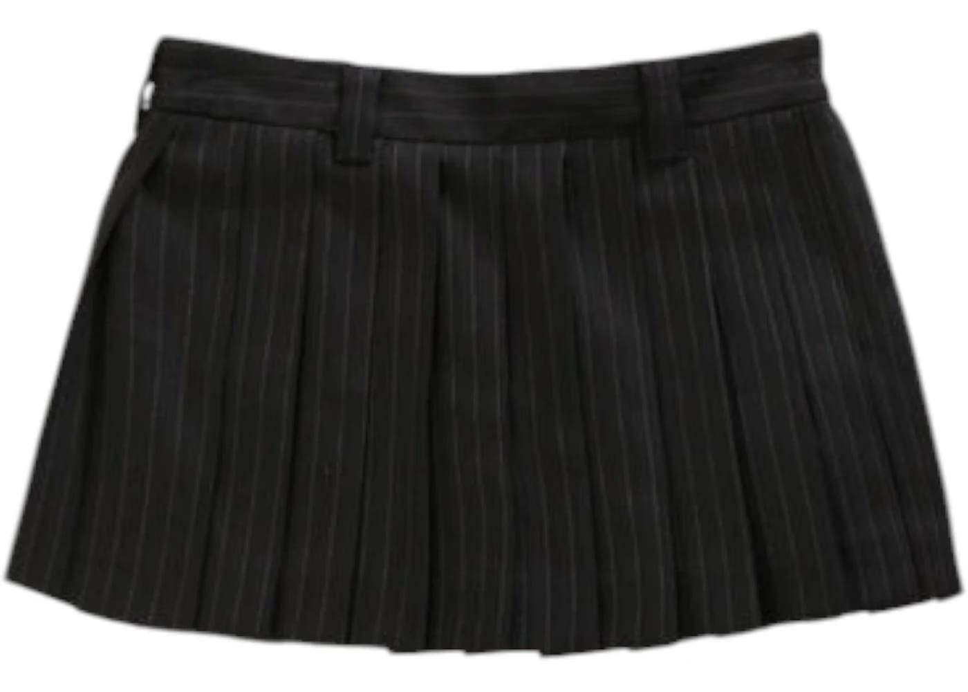 Miu Miu Pleated Pinstripe Mini Skirt Black