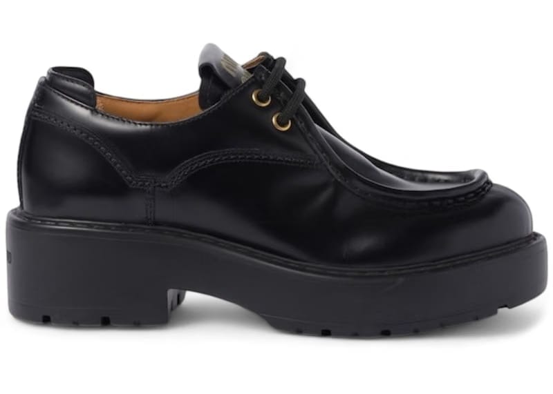 Miu Miu Leather Lace-Up Shoes Black (Women's)