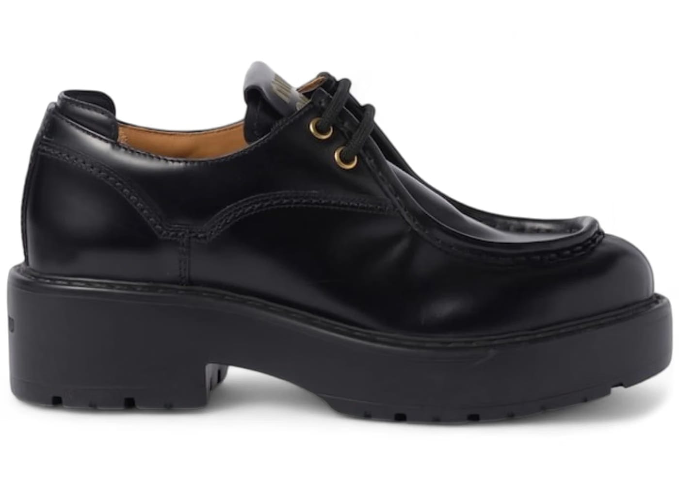Miu Miu Leather Lace-Up Shoes Black (Women's)