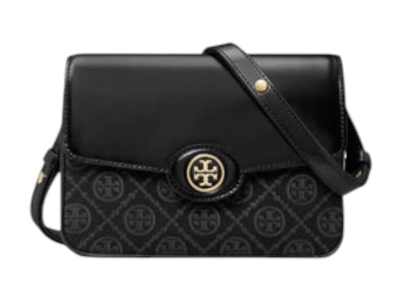 Tory Burch T Monogram Robinson Spazzolato Convertible Shoulder Bag Black