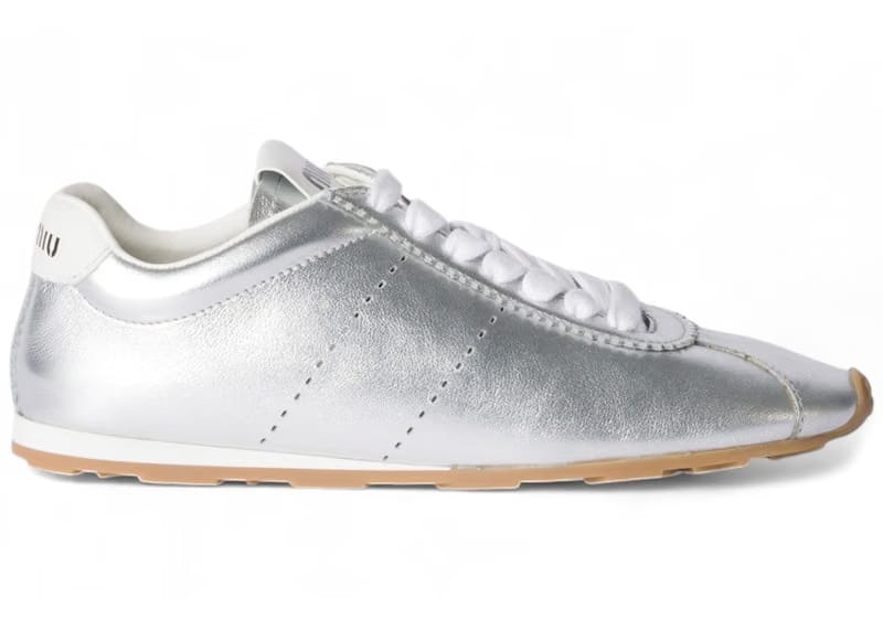 Miu Miu Plume Mordoré Calfskin Sneakers Silver Gum (Women's)