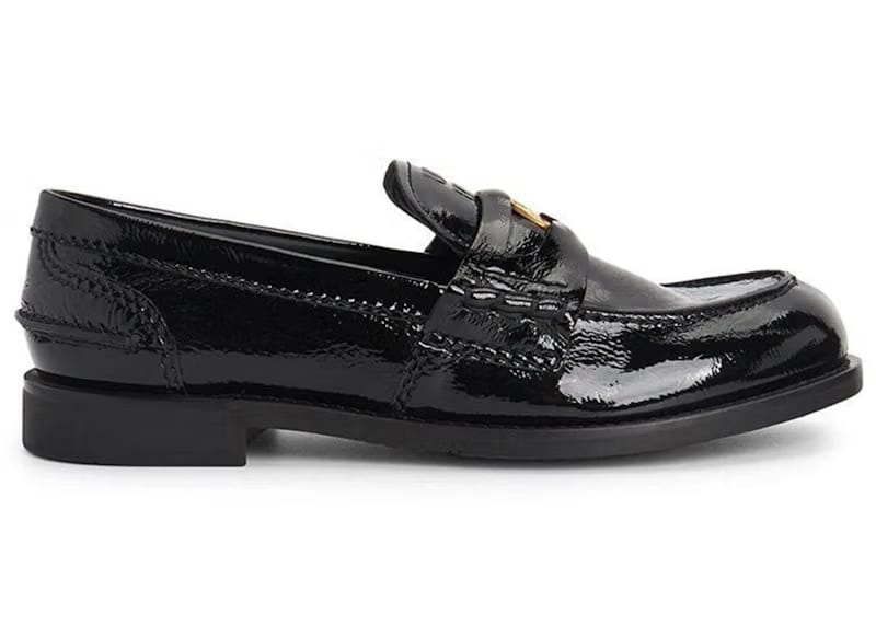 Miu Miu Shiny Leather Penny Loafers Black (Women's)