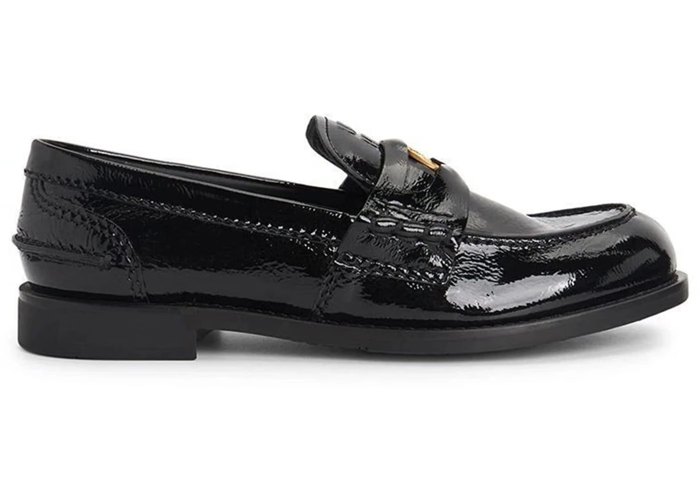 Miu Miu Shiny Leather Penny Loafers Black (Women's)