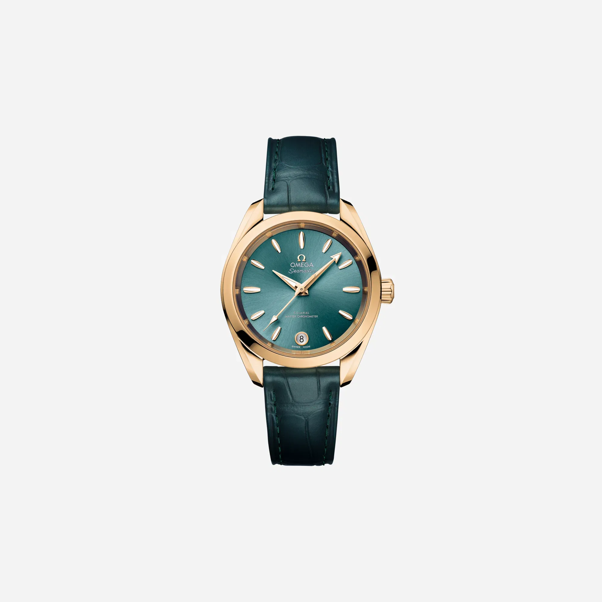 Omega Seamaster Aqua Terra Shades Sun-Brushed Lacquered Green Dial Moonshine Gold Leather Strap Watch - 220.53.34.20.10.001