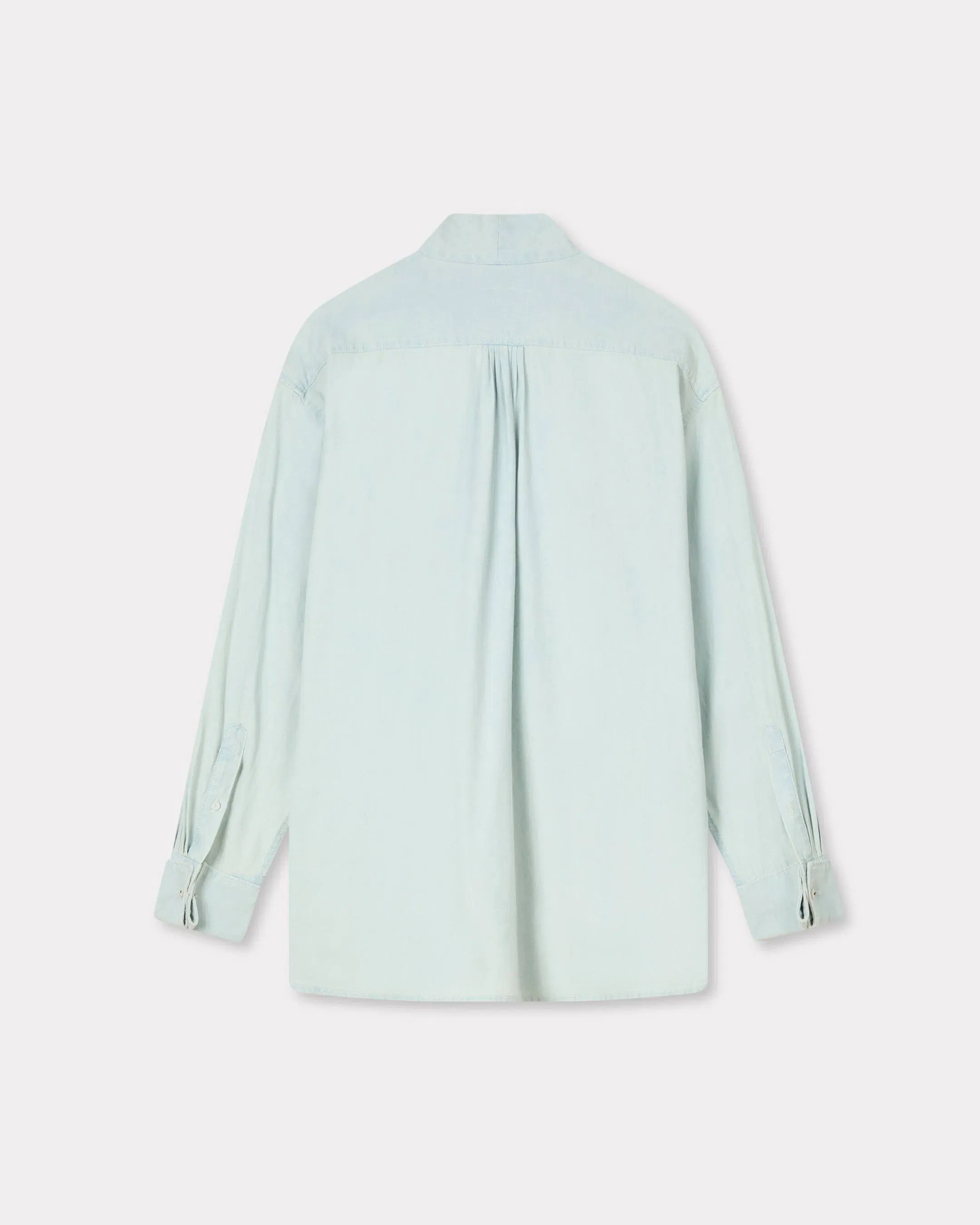 Kenzo Oversized Bow Shirt In Stone Bleach Chambray Women's