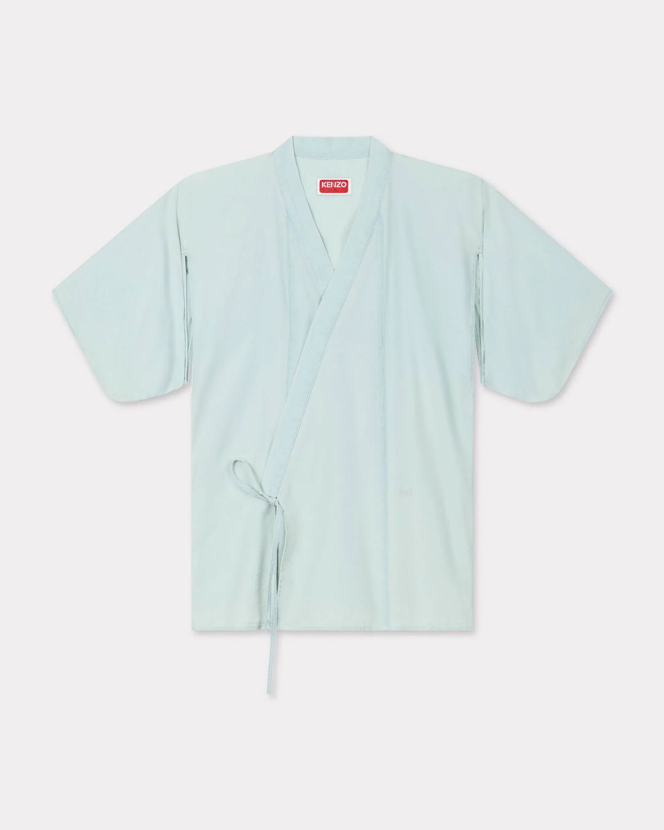 Kenzo Loose Kimono Shirt In Stone Bleach Chambray Women's