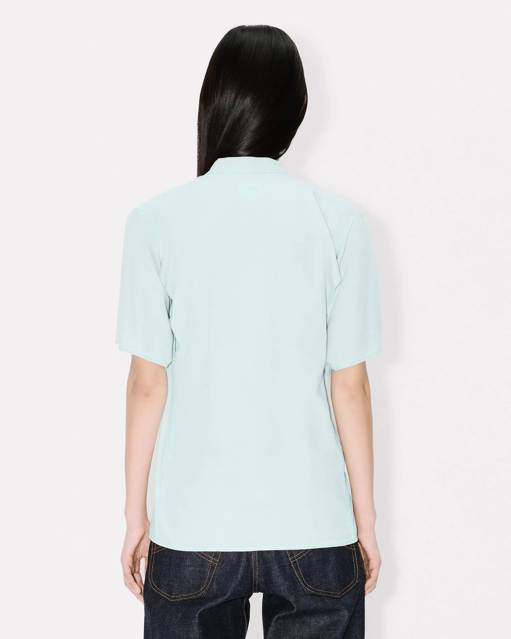 Kenzo Loose Kimono Shirt In Stone Bleach Chambray Women's